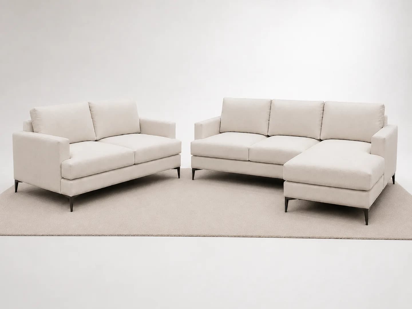 Arlington white sofa set with chaise