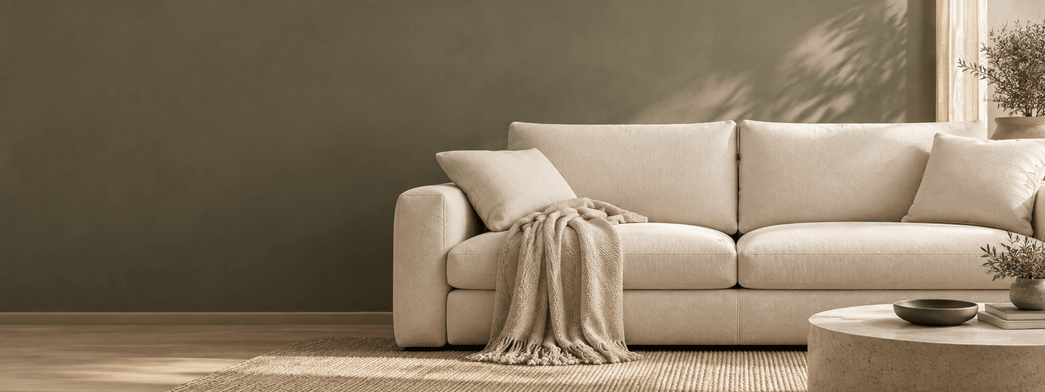 Custom upholstered seating in a warm interior