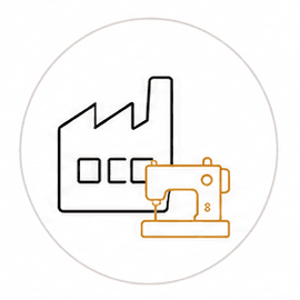 Factory and sewing machine illustration
