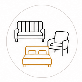 Illustrated sofa, bed and armchair range