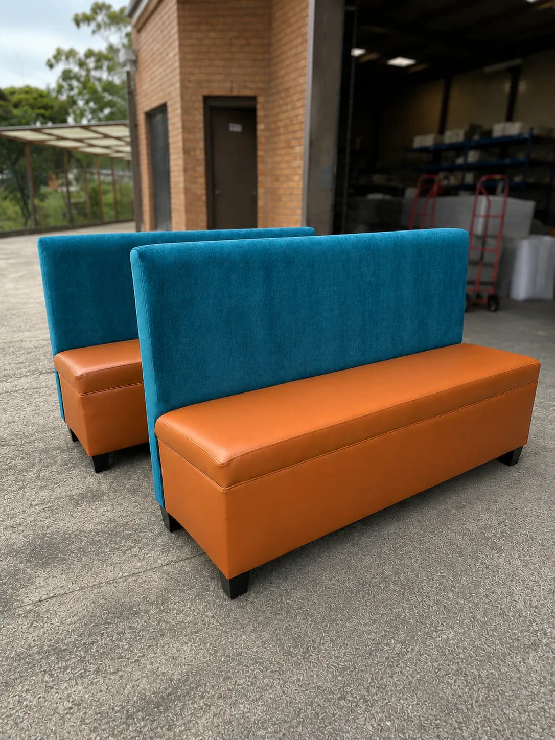 Colourful commercial banquette seating