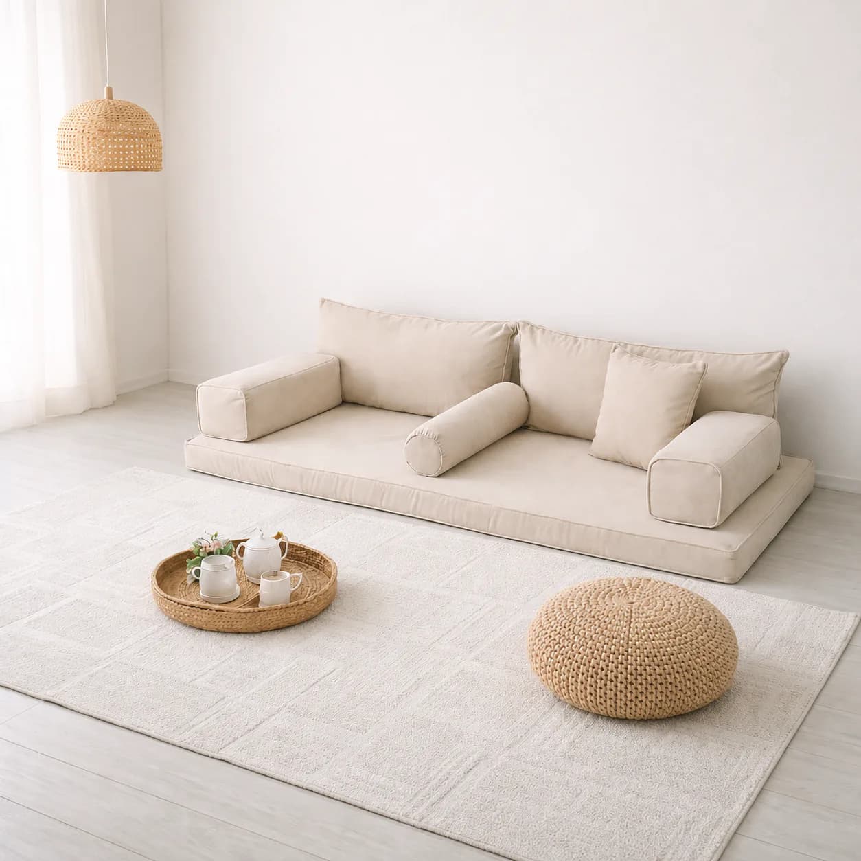 Neutral custom floor seating